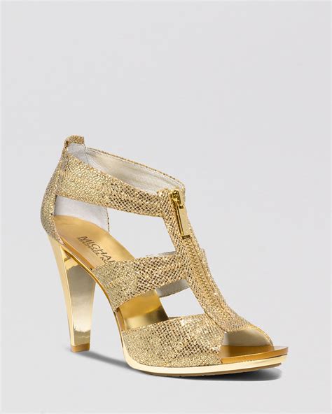 michael kors gold block heel platfor|michael kors heel pumps.